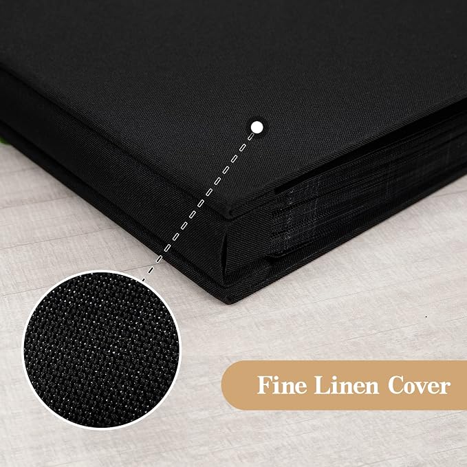 potricher Photo Album 4x6, 300 Pockets, Linen Cover, Black | Small Capacity 4x6 Picture Albums with Horizontal Pockets, 4x6 Photo Book for Family, Wedding, Baby, Anniversary - Image 6