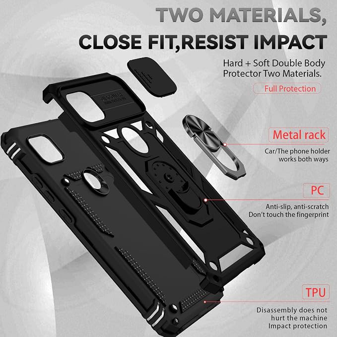 for Moto One 5G Ace Case Moto G 5G(2020) Case,with Nano Explosion-Proof Film[2 Pack], Military Grade Shockproof with Kickstand Protective Case for Motorola Moto One 5G Ace,Inky - Image 3