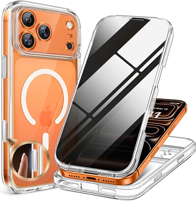 miracase for iPhone 17 Pro Privacy Series Case, Magsafe, Clear | Built-in Privacy Screen Protector | 360° Full Protection | Colored Bezel & Clear Back | Shock-Absorbent | 6,3 Inch by Miracase