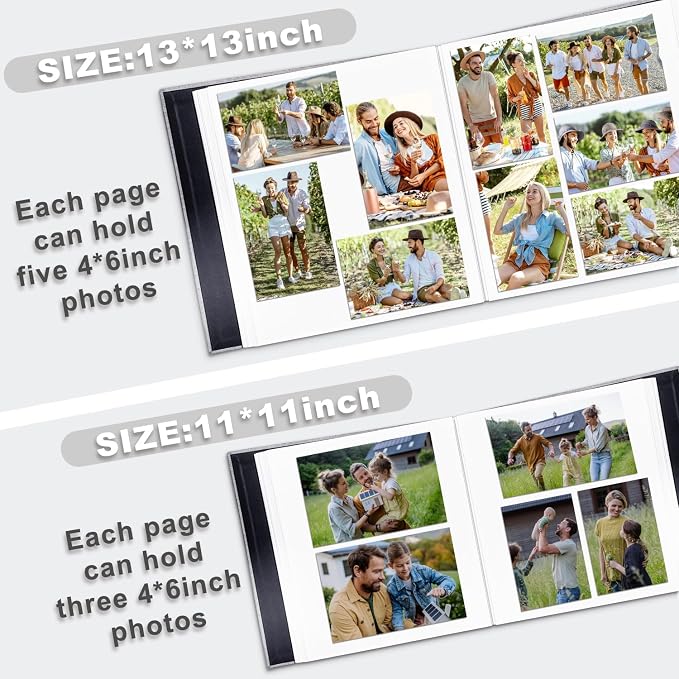 Large Photo Album Self Adhesive, DIY Scrapbook Album for 600 Photos, 13"x12.6" 120 Pages Light Grey Linen Cover Memory Book - Image 5