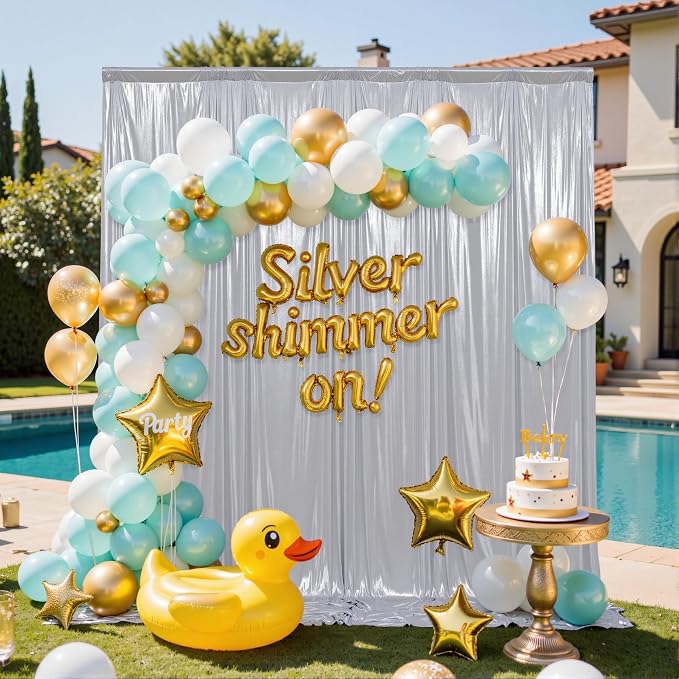 20x10FT Silver Sequin Backdrop Curtain for Party - 4 Panels 5x10FT Wrinkle-Free Shimmer Drapes for Birthday, Wedding, Christmas, Decorations & Photography - Image 3