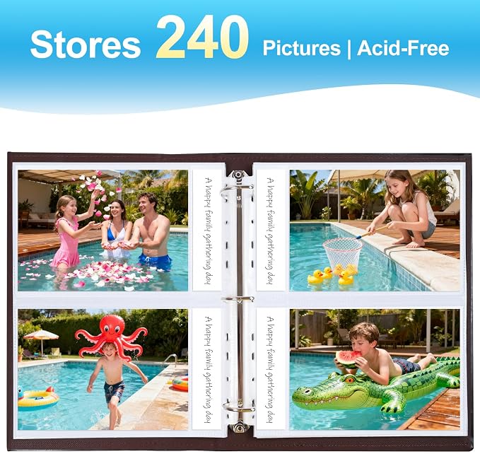 60 Pack 5x7 Photo Album Refill Pages for 3 Ring Binder,Ultra-Clear Photo Sleeves Holding 240 Pictures, Double-Sided 2 Pockets Photo Pages, Photo Sheet Protector for Photos and Postcards - Image 6