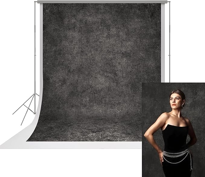 UrcTepics 8×16 ft Dark Grey Fabric Photo Backdrops, Classic Abstract Texture Backdrop for Headshots and Portraits, Vintage Photography Background for Studio and Events. by UrcTepics