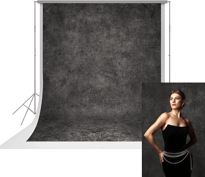 UrcTepics 8×10 ft Dark Grey Fabric Photo Backdrops, Classic Abstract Texture Backdrop for Headshots and Portraits, Vintage Photography Background for Studio and Events. by UrcTepics