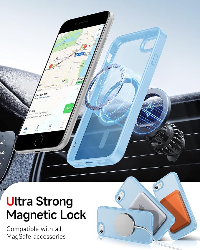 LeYi for iPhone SE Case Blue 2022 (3rd Generation)/2020 (2nd) iPhone-8/7 Cases[ Screen Protector X2+ Camera Cover X2] i Phone SE3 SE2 Gen for MagSafe Magnetic Military Grade Protective, Light Blue - Image 5