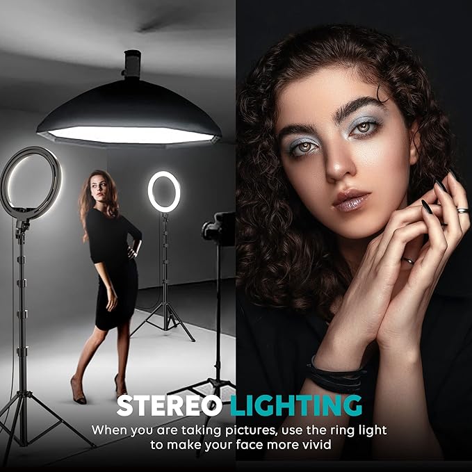 12'' Ring Light with Stand 72'' Tall & 2 Phone Holders,38 Color Modes Selfie Light with Tripod Stand, Big LED Ring Light for iPhone/Android/Camera,YouTube,Makeup - Image 8
