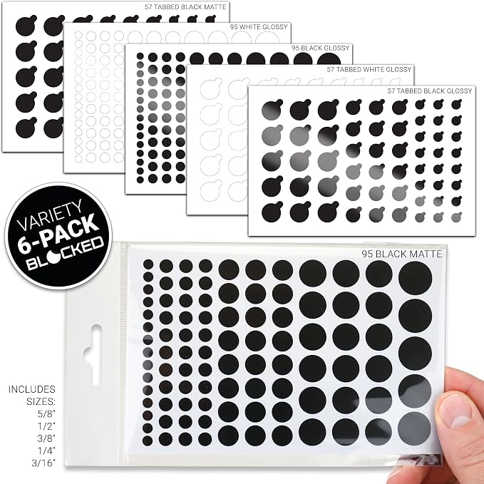 BLOCKED Original Vinyl Webcam Cover Stickers | 456 Restickable & Stackable Privacy Covers | for All Camera-endable Devices | Multi Finishes, Colors, & Sizes | 6-Pack Variety - Image 2