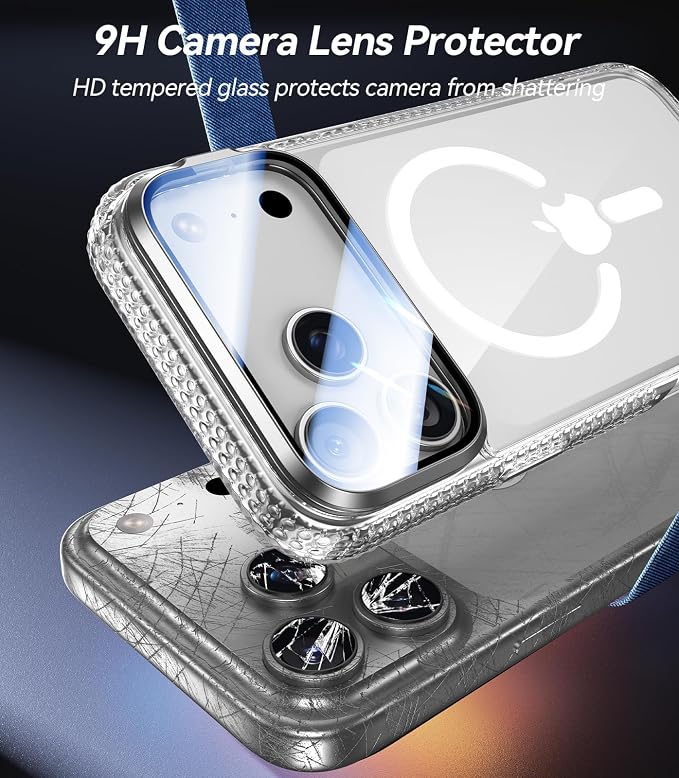 VOFATA [Upgraded Full Camera Protection] for iPhone 17 Pro Case with Camera Cover Stand [Fit for MagSafe][10FT Mil-Grade Protection] Transparent Magnetic iPhone 17 Pro Phone Case, Clear - Image 3