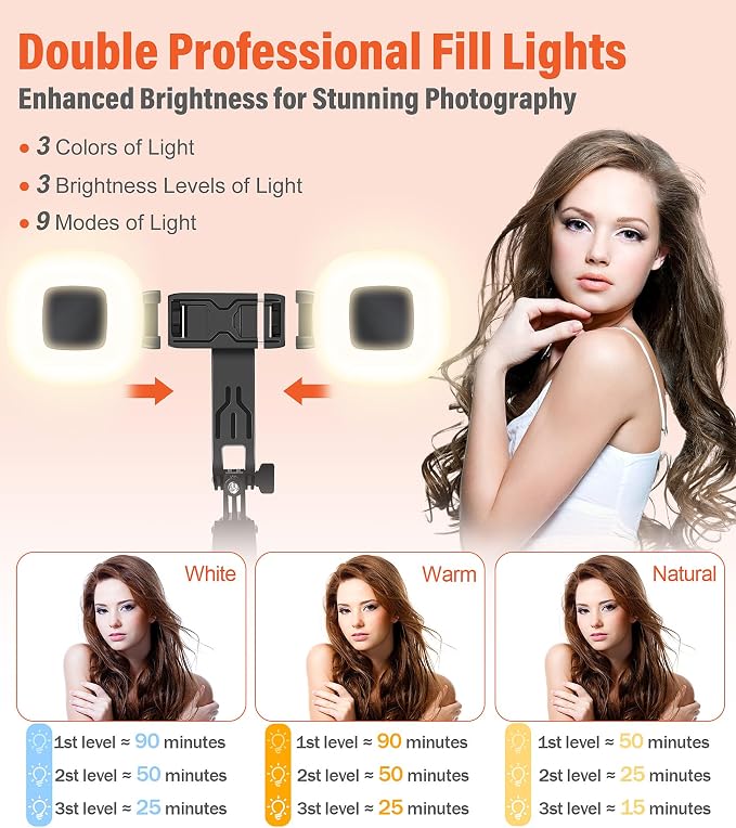 Selfie Stick Phone Tripod - 71 inch Tall Cell Phone Holder with Detachable Wireless Remote and 2 LED Lights for Recording, Video and Picture, Phone Stand for iPhone, Android, Camera & Gopro - Image 3