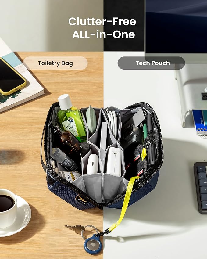 tomtoc Electronic Organizer Accessory Pouch for MacBook Charger, Cables, Power Bank, Hard Drive, Cords, Water-resistant Storage Bag with Removable Card Slots for USB Adapter, Memory Card, Black - Image 9
