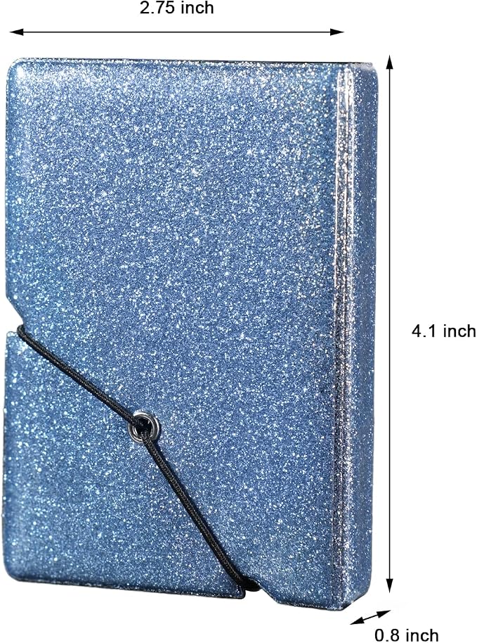 2x3 Instax Mini Photo Album, 28 Pockets. Glitter Blue, 1PK | Portable Wallet Size Album Stores 2x3 inch Instant Photos. Fits Polaroid, Instax Mini, Kodak Mini Prints and Zink. - Image 2