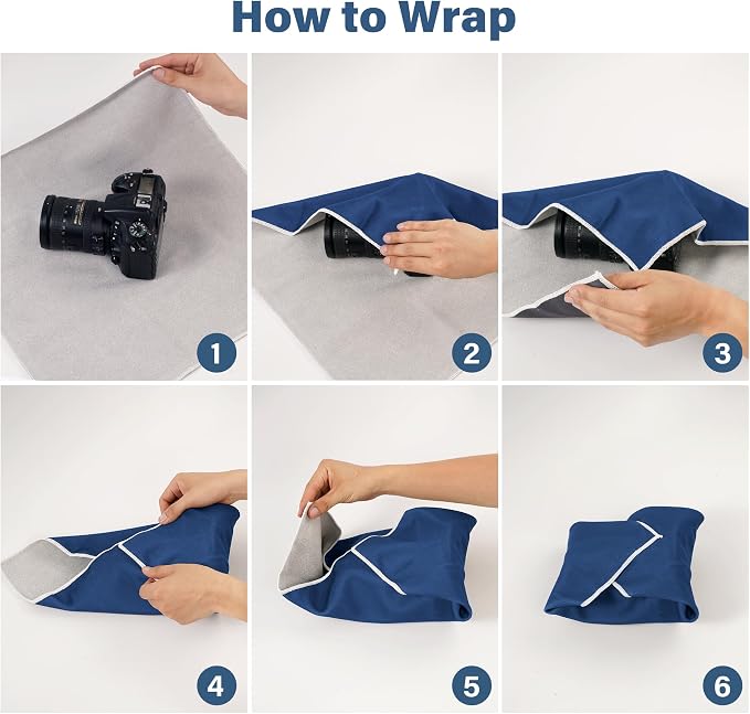 Walking Way Protective Wrap, Self-Adhesive Magic Cloth Camera Wrap, Storage Cloth, Anti-Scratch, Dustproof, Washable Lens Pouch for DSLR, Smartphones, Laptops, Cosmetic (Classic Dark Blue, 17.71 inch) - Image 4