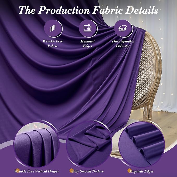 10 ft x 8 ft Wrinkle Free Purple Backdrop Curtain for Parties, Polyester Purple Photo Backdrop Drapes for Wedding Birthday Party Baby Shower,5ft x 8ft,2 Panels - Image 4