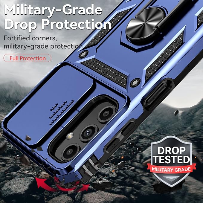 for Samsung Galaxy A14 5G Case with Screen Protector & Camera Lens Cover, [Military Grade] 16FT Drop Tested, Magnetic Kickstand Rugged Shockproof Protective Case for Samsung A14 5G, Blue - Image 6