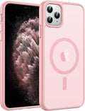 FNTCASE for iPhone 11 Pro Case, Fit for Magsafe, Translucent Matte Back | Magnetic Phone Cases, 14FT Military Grade Drop Protection, Shockproof Bumper, Slim Protective Cover, Light Pink by FNTCASE