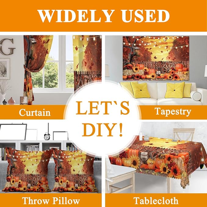 Fall Banner 7x5ft Polyester Harvest Hay Farm Pumpkin Patch Backdrop Sunflower Maple Photo Backdrops Thanksgiving Banner Decorations for Party - Image 7