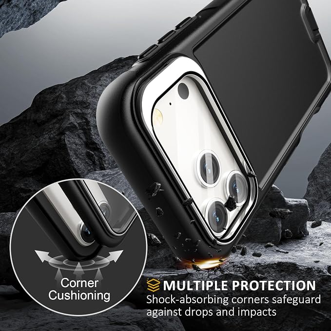 Follaroma Magnetic for iPhone 17 Pro Max Case with Camera Cover Stand,Black | Built-in Glass Camera Cover Stand,Compatible with MagSafe,Heavy Duty Shockproof Protective,Military-Grade Anti-DropDual Case - Image 5