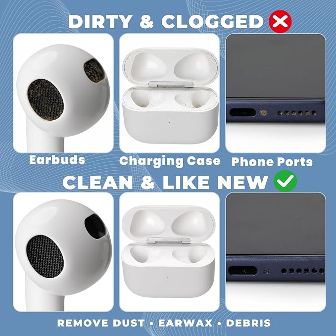 Upgraded for Airpod Cleaner Kit (81 PCS), Multi-Tool with Cleaning Pen, Putty & Swabs, Removes Earwax & Dust, Compatible with AirPods Pro 1/2/3, Earbud, Headphones, Phone & Charging Port - Image 2