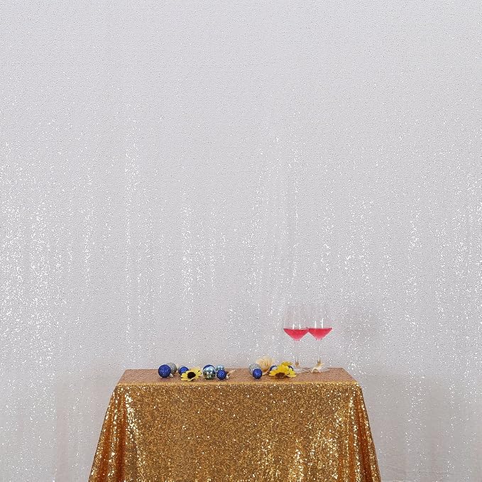 Poise3EHome 7FT x 7FT Sequin Photography Backdrop Curtain for Party Decoration, White - Image 6