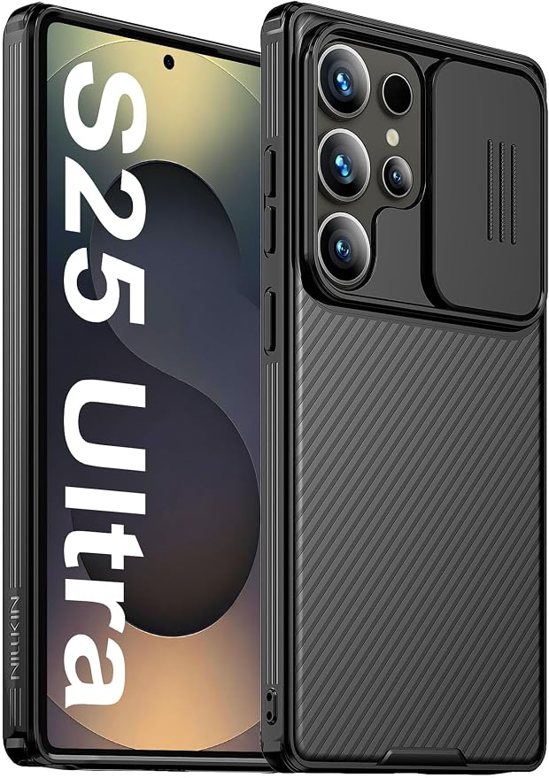 Mangix for Samsung Galaxy S25 Ultra Case with Camera Cover,Slim Fit Thin Polycarbonate Protective Shockproof Cover with Slide Camera Cover, Upgraded Case for Samsung Galaxy S25 Ultra (Black) by Mangix