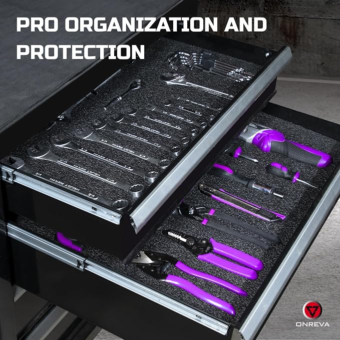 ONREVA Tool Box Foam Organizer 48x24x1 inch 1 PC, Kaizen Sheets for Pro Tool Control, Custom Tool Shadow Inserts for Cases & Drawers, High Density Polyethylene Foam, Black with Purple - Image 5