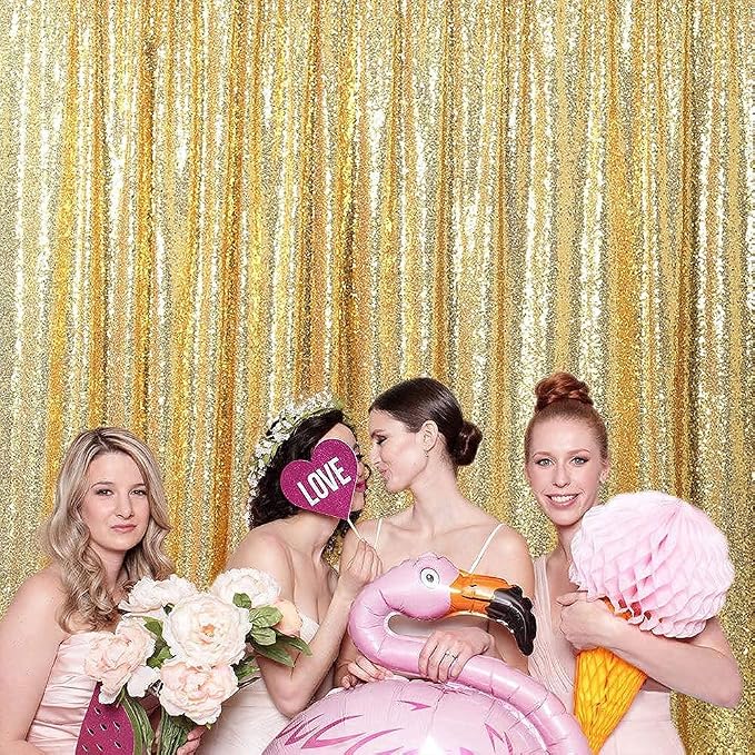 Poise3EHome Gold Sequin Backdrop, 6FT x 8FT Glitter Curtain for Weddings, Parties, Photo Booth Decor - Image 3
