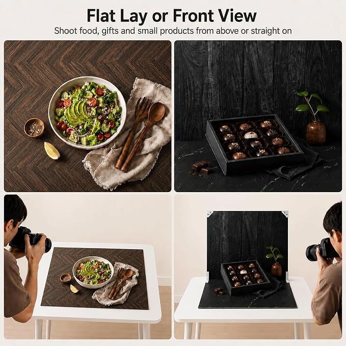 Photo Backdrop for Product Photography, 23 x 17.5 in Tabletop Kit | 11 Double-Sided Large Tabletop Backgrounds with 4 Shadow Props for Food Photography, Small & Medium Products and UGC Content - Image 8