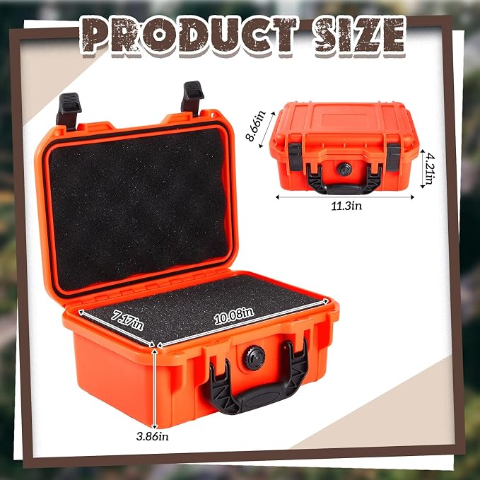 Relaxweex 1 Pcs Waterproof Hard Case with DIY Customizable Foam Insert Portable Protective Case with Knife for Camera Drones Equipments Tools Test Instruments(Reddish Orange,11.3 x 8.7 x 4.2 Inch) - Image 2
