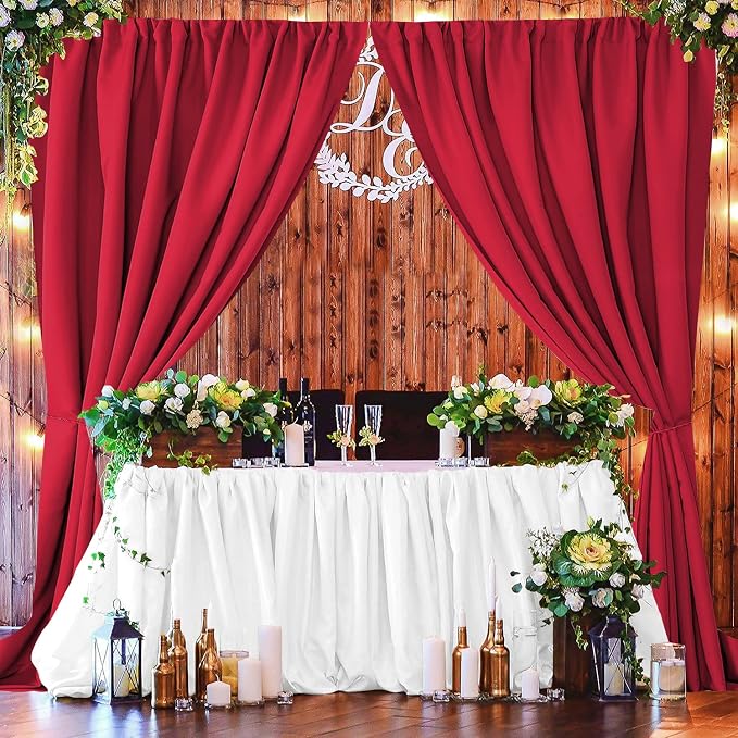 Joydeco 10x10ft Red Christmas Backdrop Curtain for Parties, Wrinkle Free Red Christmas Curtains Photo Backdrop for Wedding, Birthday Party Graduation Baby Shower Photography(5ft x 10ft, 2 Panels) - Image 2