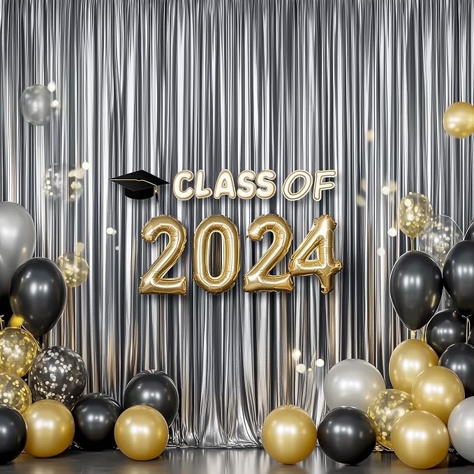 Outpain Thick 10 ft x 10 ft Black Silver Sequin Backdrop Curtain for Parties, Wrinkle Free Glitter Photo Backdrop Drapes 2 Panels 5x10ft Black Silver Back Drop Cloth for Wedding Photography Background - Image 9