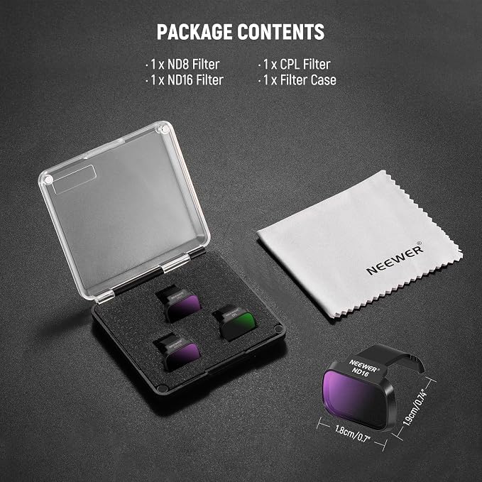 NEEWER ND Filter Set Compatible with DJI Mini 4K/2 SE/SE/2/Mavic Mini | 3 Pack, CPL/ND8/ND16, Multicoated HD Optical Glass, Neutral Density Filters, Drone Camera Lens Accessories, FL-C41 - Image 8