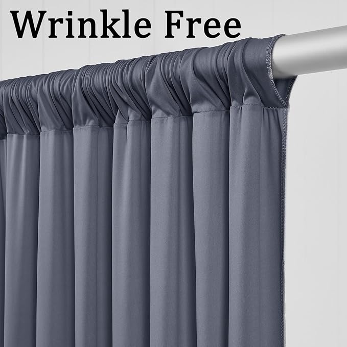 20ft x 10ft Wrinkle Free Charcoal Backdrop Curtain for Parties, 4 Panels 5x10ft Silky Polyester Photo Backdrop Drapes for Wedding Birthday Party Photography Background Backdrop Stand - Image 4