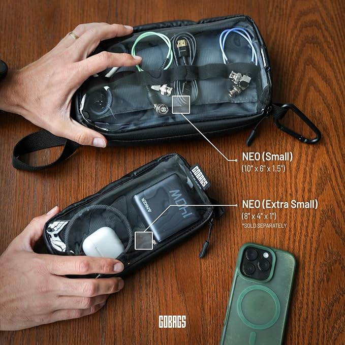 GOBAGS NEO Production Zipper Bags (2-Pack) - Electronics & Camera Accessories Bag - Cable organizer, Gear Accessory Pouch, Travel Camera Essentials (Small, Black) - Image 10