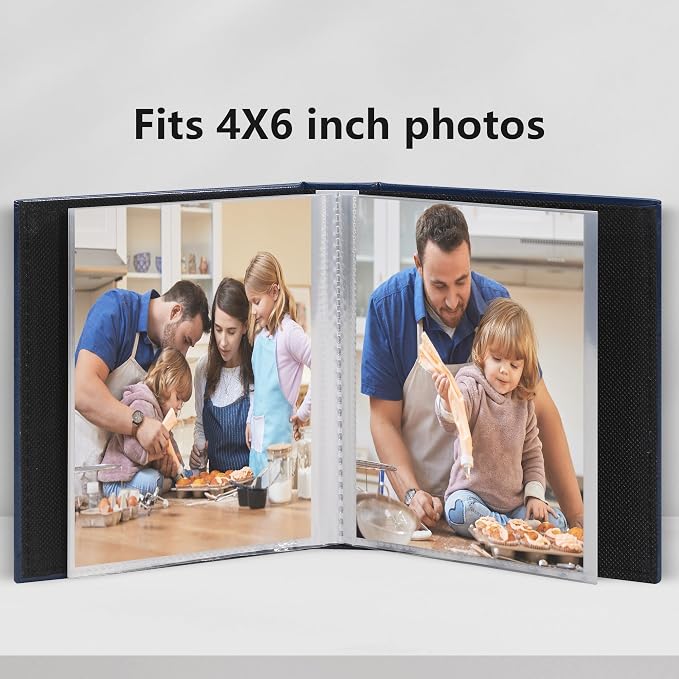 Vienrose 4x6 Photo Album 2 Pack Holds 52 Photos Each Vegan Leather | Vertical pockets, Grey, Portable, Memory album, Family Wedding Baby Travel - Image 3