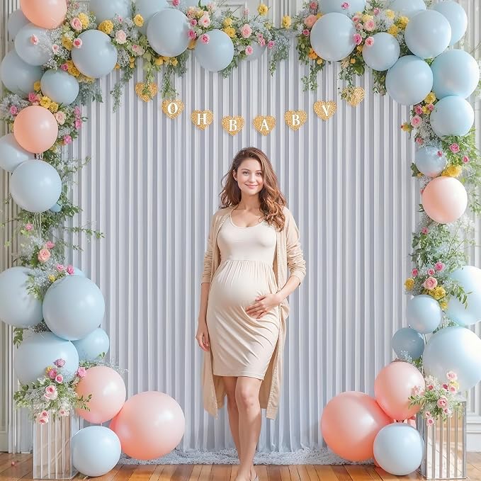 4 Panels Silver Grey Backdrop Curtain for Parties Wedding Wrinkle Free Silver Grey Photo Curtains Backdrop Drapes Fabric Decoration for Birthday Party Baby Shower 20ft(W) x 10ft(H) - Image 3