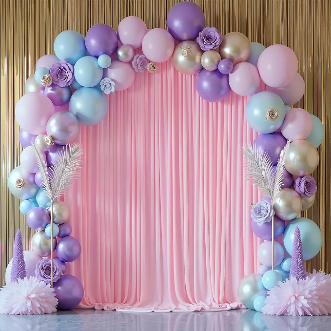 Pink Backdrop Curtain for Wedding Parties Backdrop Drapes 10x10FT | Wrinkle Free Polyester Curtain Backdrop Draping Fabric for Backdrop Photoshoot Birthday Party Background,2 Panel 5x10FT - Image 6