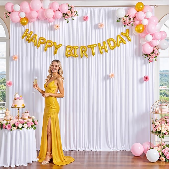 6 Panels White Backdrop Curtain for Parties Wedding Wrinkle Free White Photo Curtains Backdrop Drapes Fabric Decoration for Baby Shower 30ft(W) x 10ft(H) - Image 8