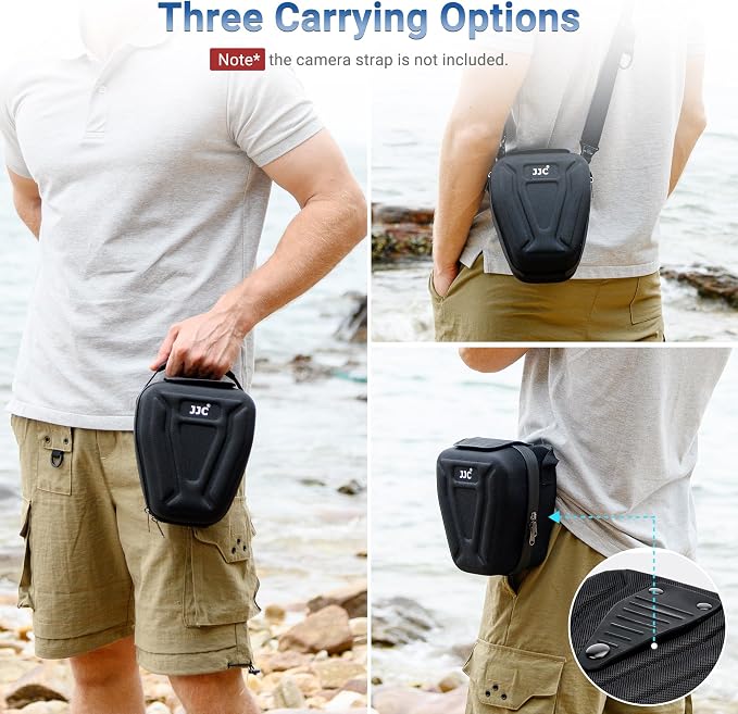 JJC Hard Camera Case Bag for Canon EOS R50 R100 R10 R8 R7 Nikon Z8 Z6 II | Waterproof EVA Shell, Quick Access Opening, Belt Loop Design & Detachable Shoulder Strap, Accessory Pocket, Travel Friendly - Image 4