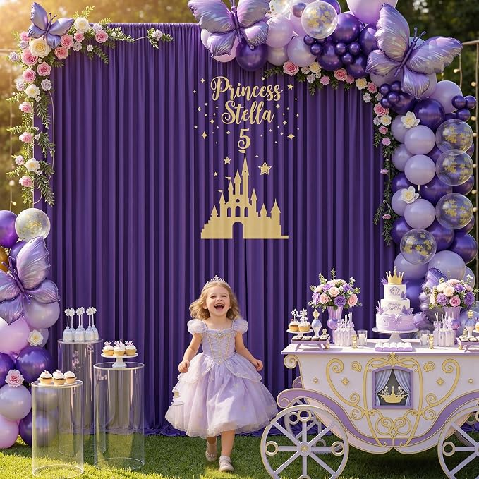 50x12 ft Deep Purple Backdrop Curtains for Weddings, Birthdays and Photos | 10 Panels 5x12 ft, Wrinkle-Free Polyester Drapes, Washable, Ironable, 4 in Rod Pocket for Baby Showers Photography Background - Image 6