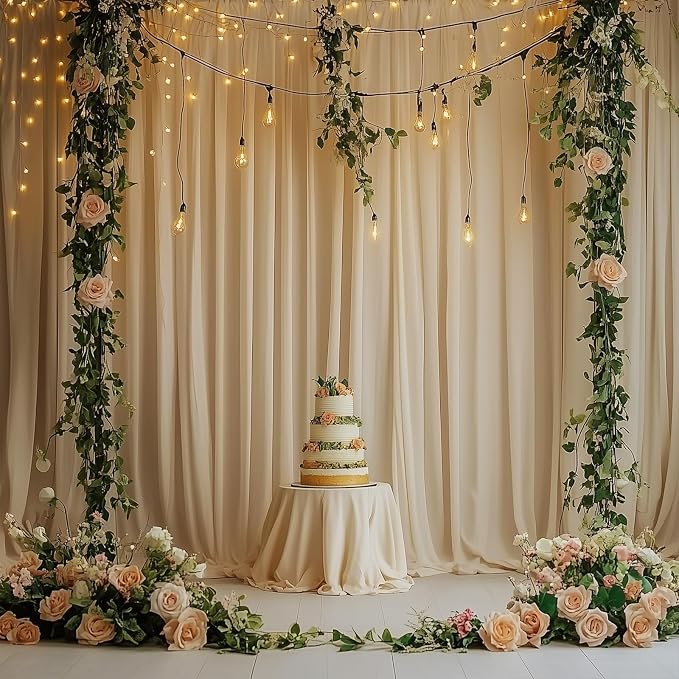 30ft x 10ft Wrinkle Free Champagne Backdrop Curtains for Parties, 6 Panels 5x10ft Thick Polyester Photo Backdrop Drapes for Wedding Birthday Party Photography Background Stand - Image 7