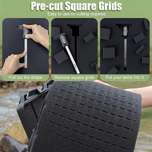 LAFENLIN Pick & Pluck Foam 4-Pack for Gun Cases, 16x12x2" & 0.4" Sheets | High-density closed-cell polyethylene, pre-scored for easy customization.Protects firearms, electronics, tools & collectibles - Image 4