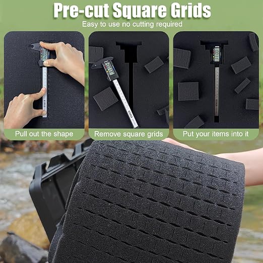 LAFENLIN Pick & Pluck Foam 4Pack for Gun Cases,16x12x2" Customizable Insert | High-density closed-cell polyethylene, pre-scored for easy customization.Protects firearms, electronics, tools & collectibles - Image 3