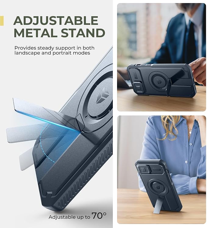 Dexnor for iPhone 14 Pus/15 Plus Case with Slide Camera Cover & Adjustable Kickstand, Compatible with MagSafe, Rugged Shockproof Bumper Cases Heavy-Duty Magnetic Protective Cover,6.7 inch,Navy Blue - Image 5