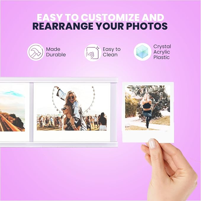 Elil Instax Mini Collage Photo Frame for Wall – Acrylic Picture Frames Collage Wall Decor, Fits Fujifilm Instax Mini Film, Square & Wide Prints, Instant Photos, Gift for Instax Lovers - Image 3