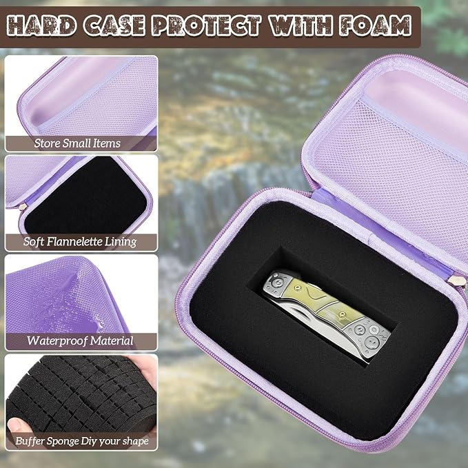 Relaxweex Hard Case with Foam, 7.8 X 6.3 X 3.5 Inch, Purple | EVA Waterproof Shockproof Case, Customizable Foam for Camera Electronics Instruments, Digital Products, with Knife - Image 3