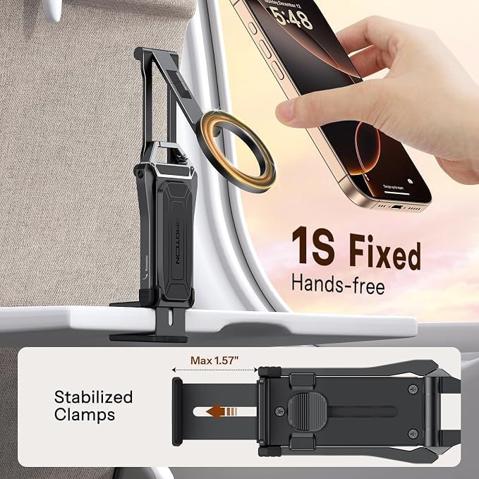 OMOTON TP02 [360° Rotating] Stable Clip Magnetic Phone Tripod for iPhone 17 | Aluminum Cell Phone Stand, Back Magnet Base, Fold 3-Adjustment, Women Men Gift, Fits Vlog, Gym, Travel Essentials Accessories - Image 3