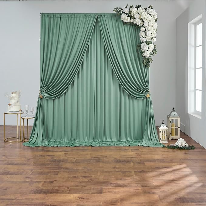 10 ft x 40 ft Sage Green Backdrop Curtains for Parties, Wrinkle Free Sage Green Photography Backdrop Drapes for Wedding Boys Birthday Baby Shower Bridal Shower Party by Outpain