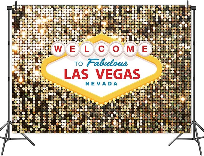 9x6FT Fabulous Casino Photo Backdrops Welcome to Las Vegas Party Poker Movie Themed Photography Background Vintage Costume Dress-up Baby Shower Banner Birthday Prom Ceremony Supplies Props Vinyl - Image 4