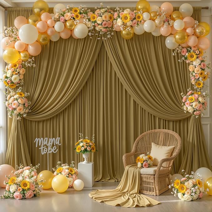 Brown Backdrop Curtains-Wrinkle-Free Polyester Photography Drapes Party Curtain Background for Baby Shower Wedding Decorations- 40 X10FT (Brown) - Image 3