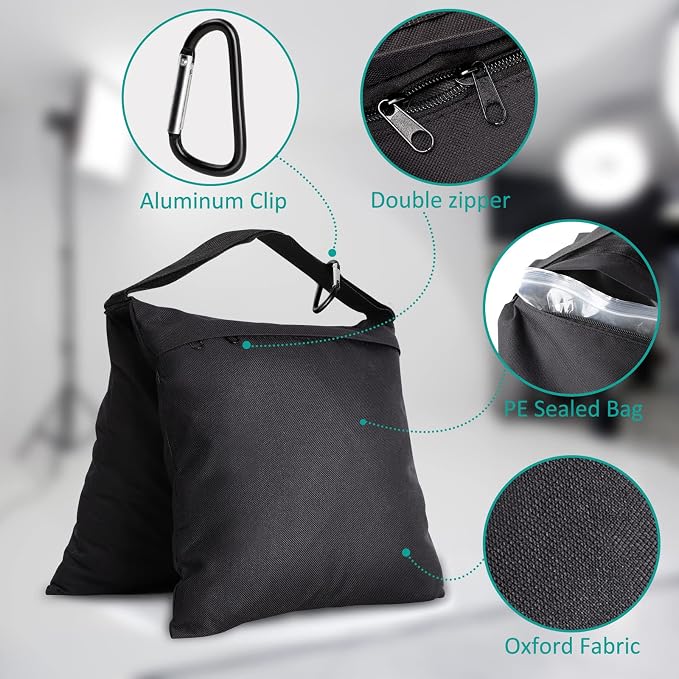 2 Packs Sandbags Weight Bags for Light Stand Photography Video Support | Heavy Duty Saddlebags for Backdrop Stand, Photo Tripod, Canopy, Pop up Tent, Umbrella Base, Fishing Chair, Wedding Shed - Image 3